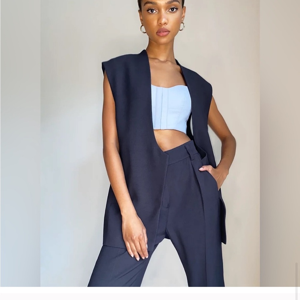 Babaton Navy Oversized Blazer Vest